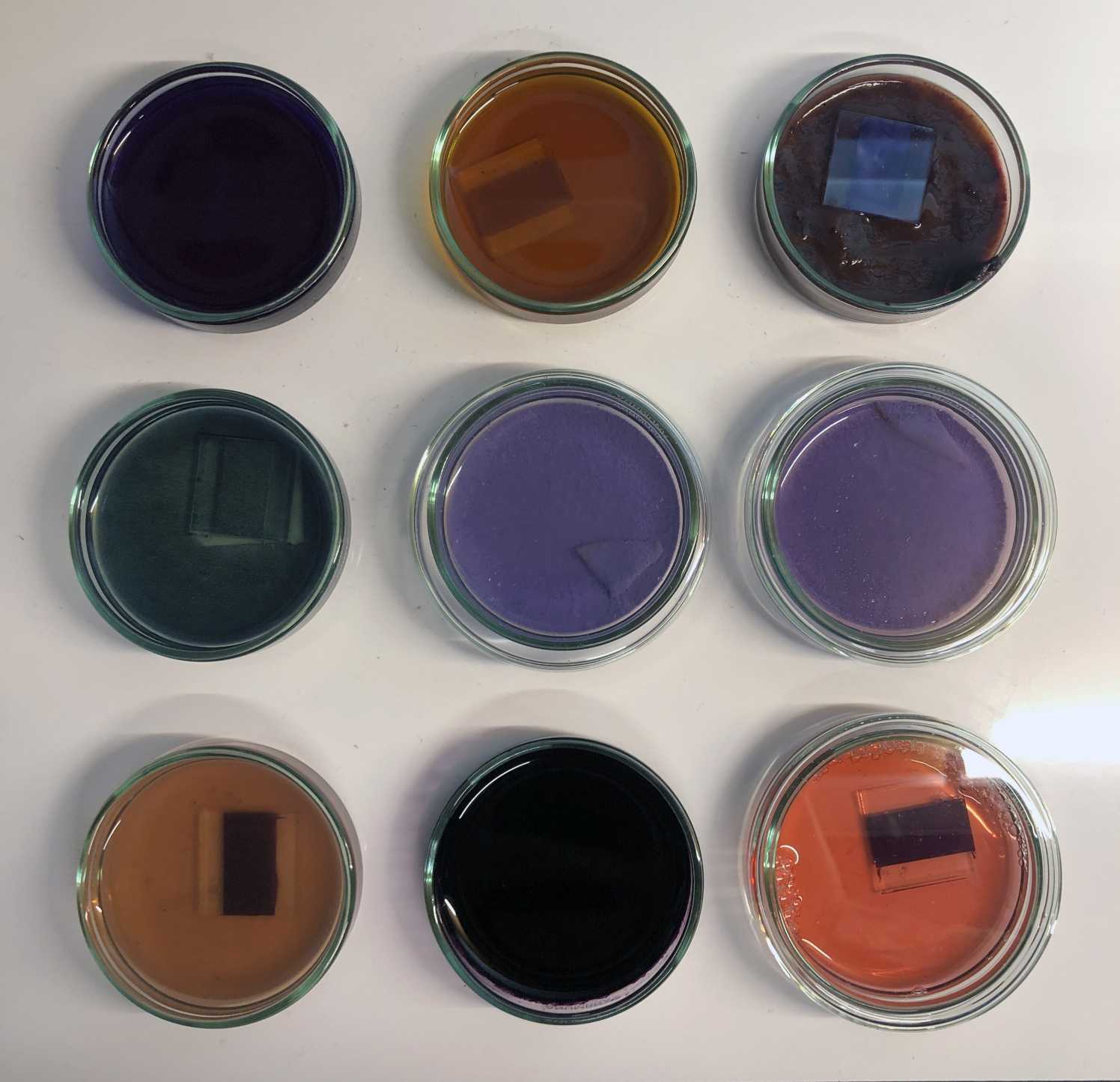 
Dyeing the photoelectrode by soaking it in different plants dye. The porous structure of TiO2 can highly increase the photoelectric conversion rate.
